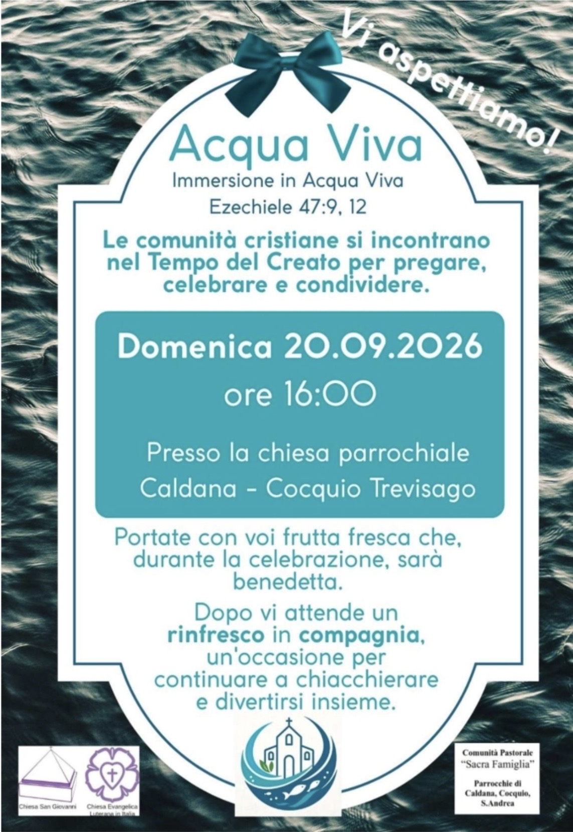 Locandina incontro ecumenico Acqua Viva a Caldana Cocquio Trevisago