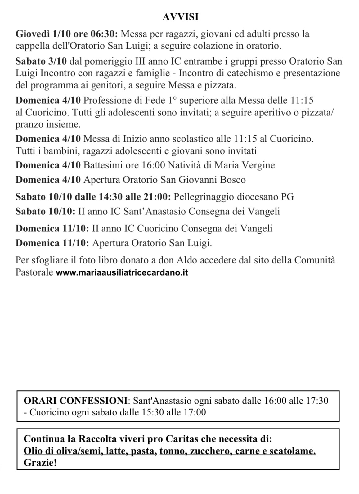 Informatore Parrocchiale dal 27 settembre al 4 ottobre 2026

Comunità Pastorale Maria Ausiliatrice Cardano al Campo