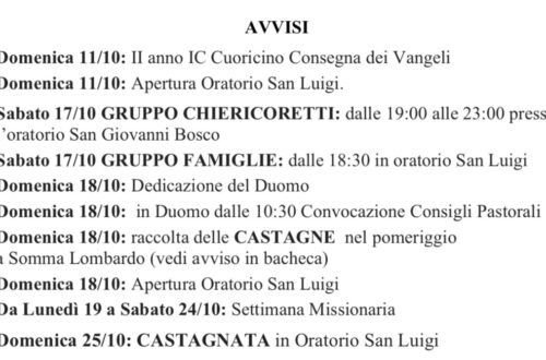 Informatore 11 ottobre Cardano al Campo