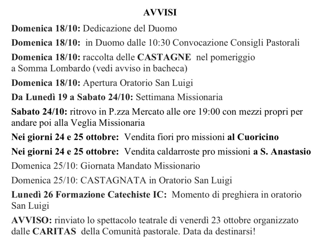 Informatore 18 ottobre 2026 Cardano al Campo