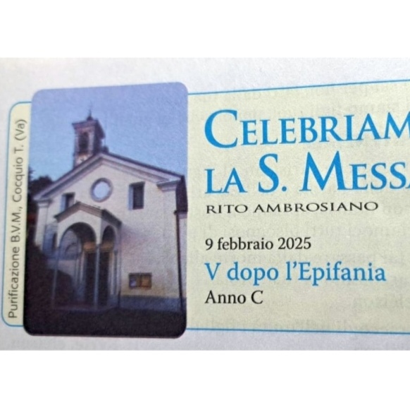 Chiesa della Purificazione B.V. a Cocquio Trevisago sul foglio della Messa ambrosiana del 9 febbraio 2025